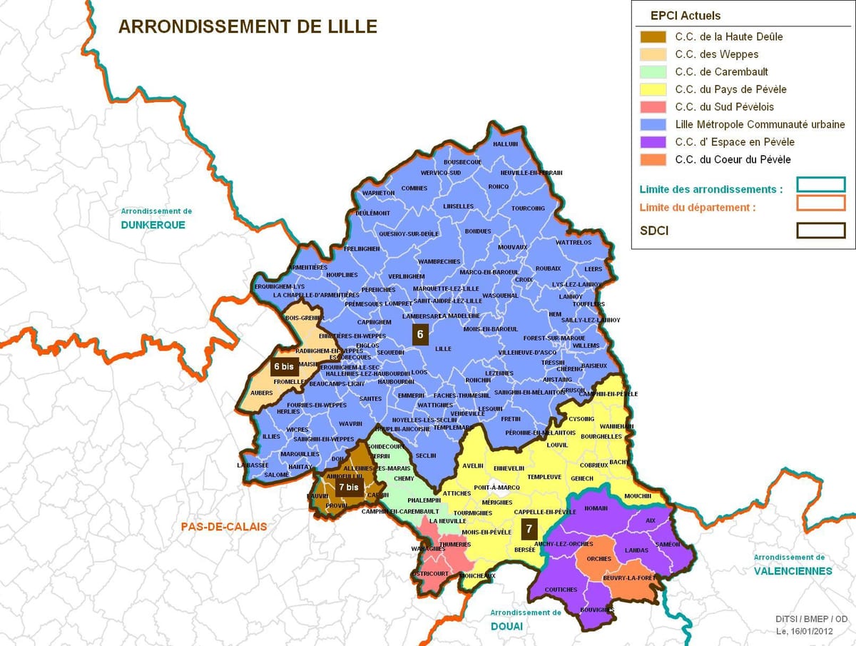 kartta Lille arrondissement